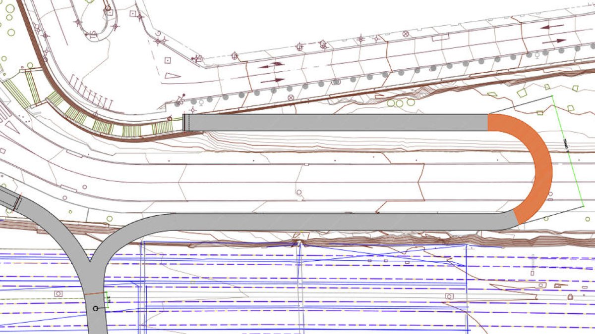 En rojo el tramo curvo que se colocará a finales de la próxima semana.