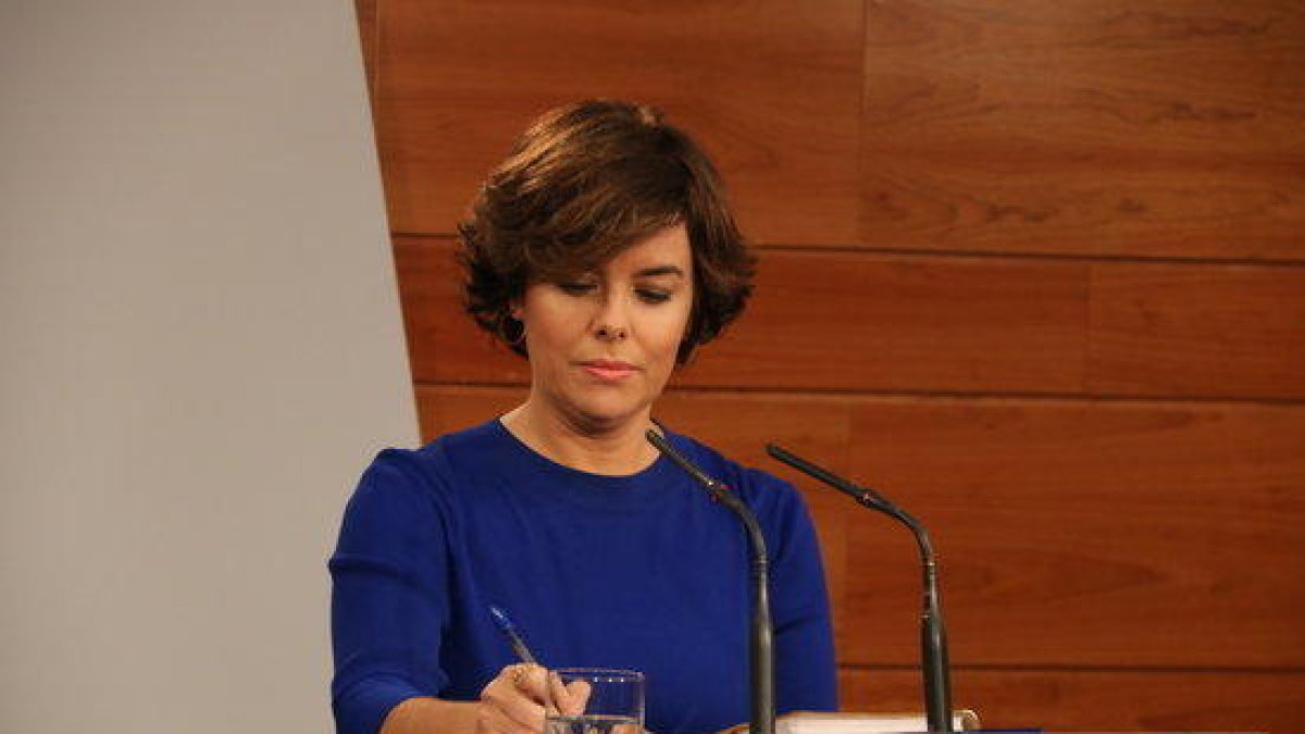 La vicepresidenta del govern espanyol, Soraya Sáenz de Santamaría, aquest 06/09/2017 en una compareixença a La Moncloa