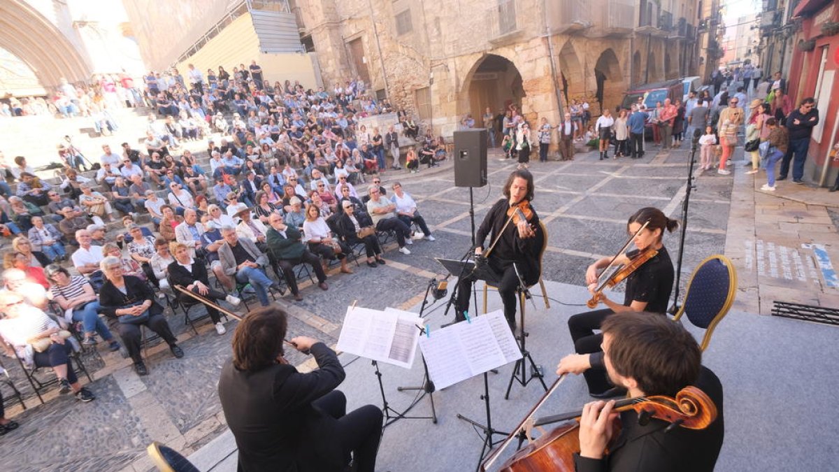 Imatge del concert del Quartet Gerhard a la plaça de les Cols de Tarragona.