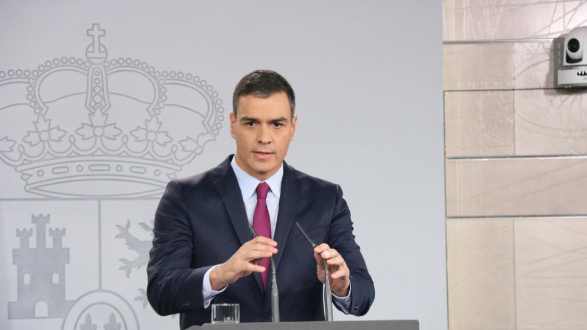 El presidente del gobierno en funciones, Pedro Sánchez, en La Moncloa.