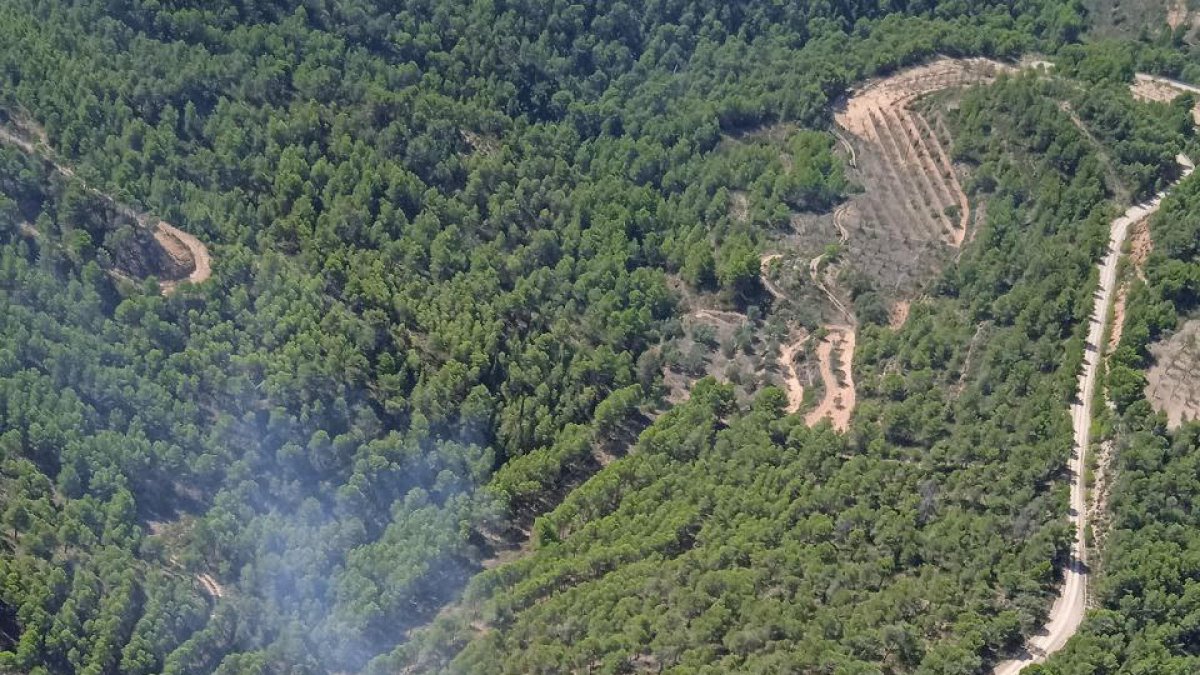 Vista aérea del incendio.