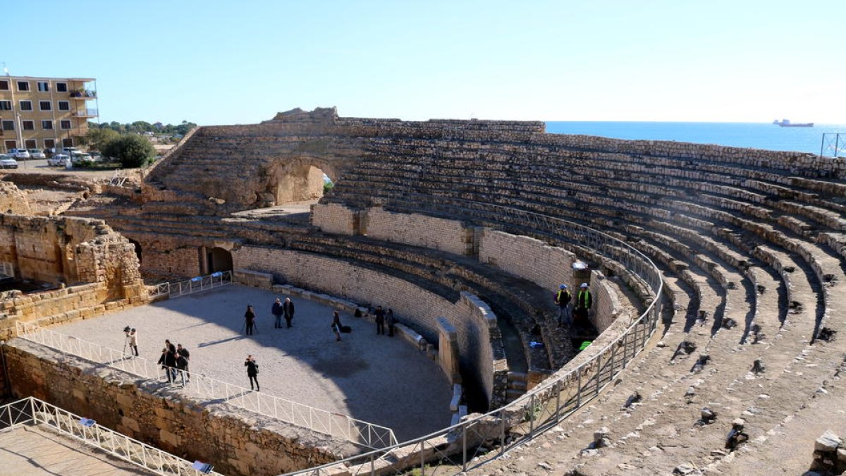 Pla general de la grada de l'amfiteatre romà, a Tarragona.