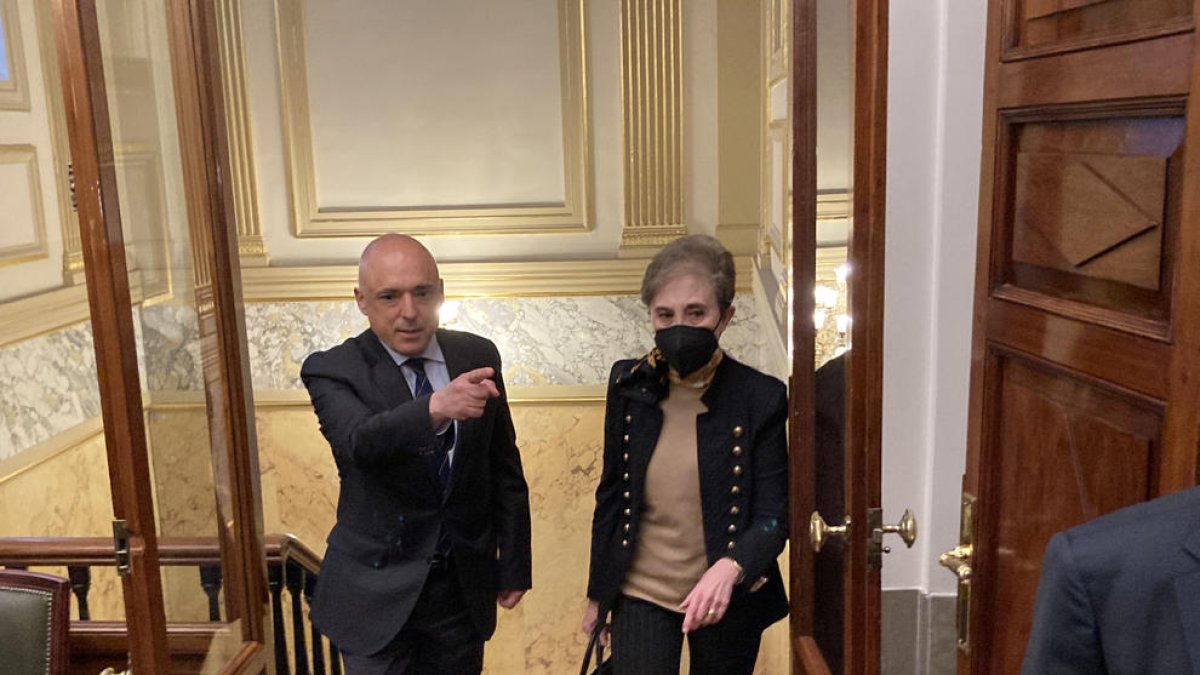 La directora del CNI, Paz Esteban, en las puertas de la comisión de secretos oficiales del Congreso.