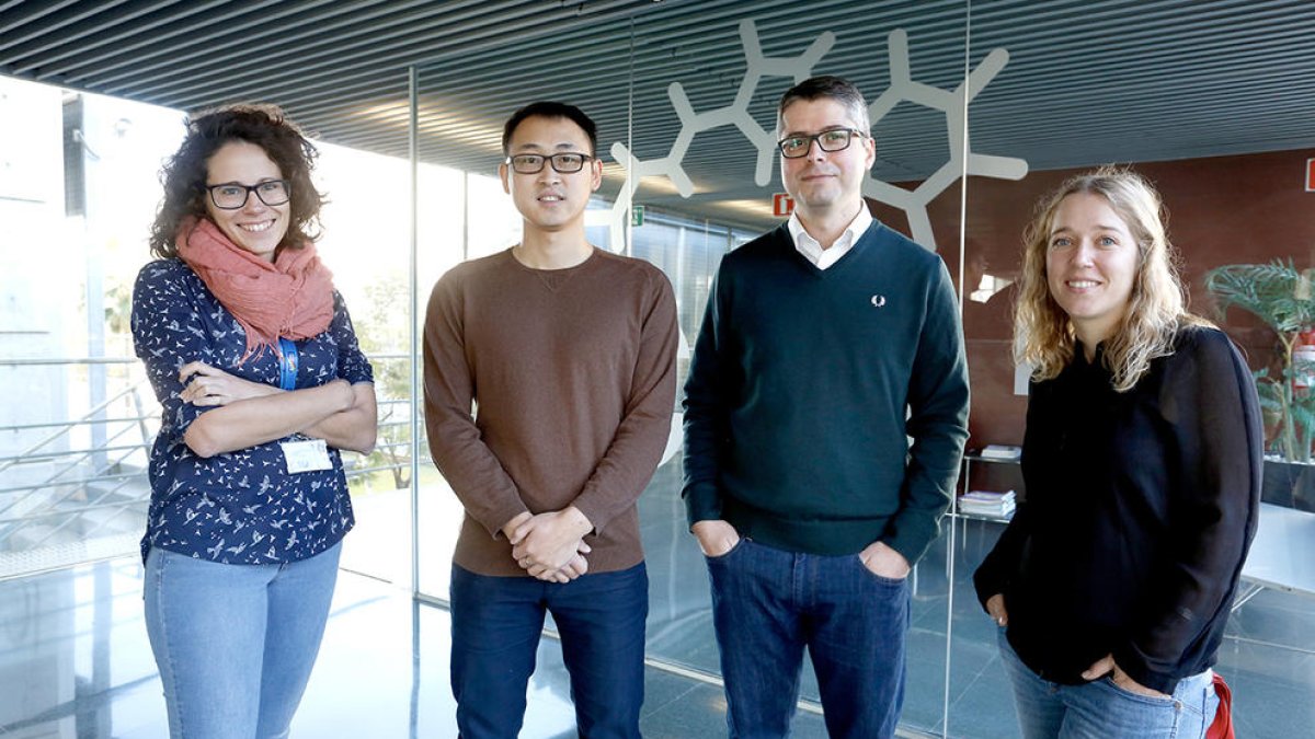 El equipo de investigadores del ICIQ, Ana M. del Hoyo, Zhaofeng Wang, Marcos G. Suero y Ana G. Herraiz