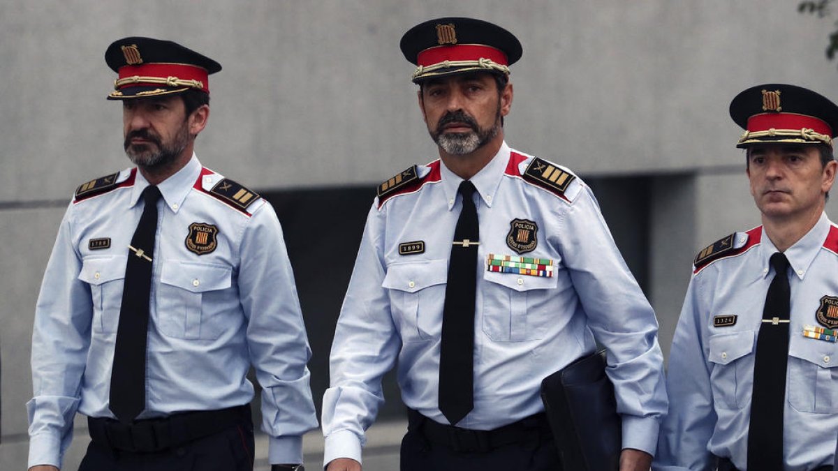 El mayor de los mossoS, Josep Lluís Trapero, a su llegada a la Audiencia Nacional.