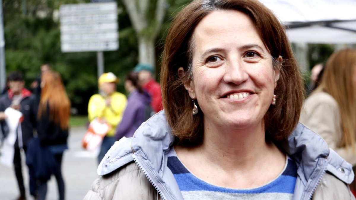 La presidenta de l'ANC, Elisenda Paluzie, abans de la manifestació de l'1 de Maig.