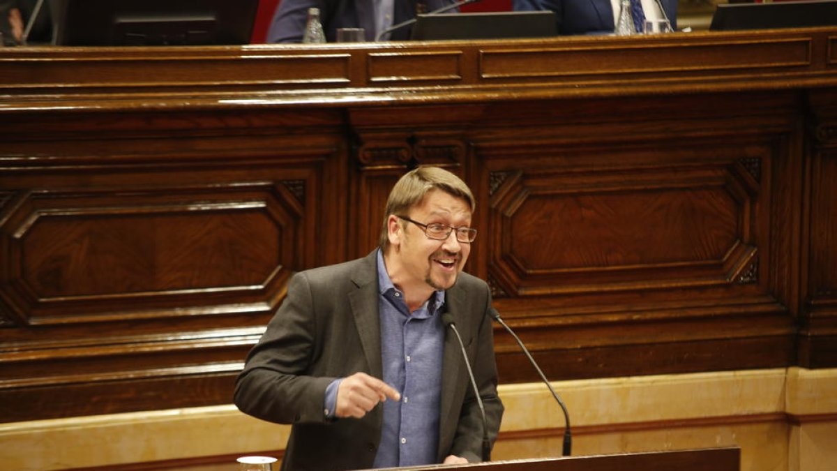 El portavoz d'En Comú Podem, Xavier Domènech, en el debate de investidura.