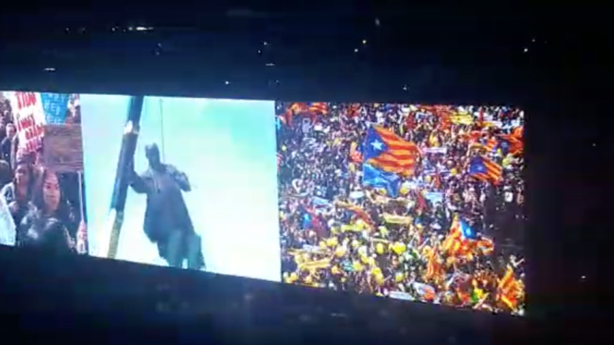Moment en què apareix la manifestació catalana