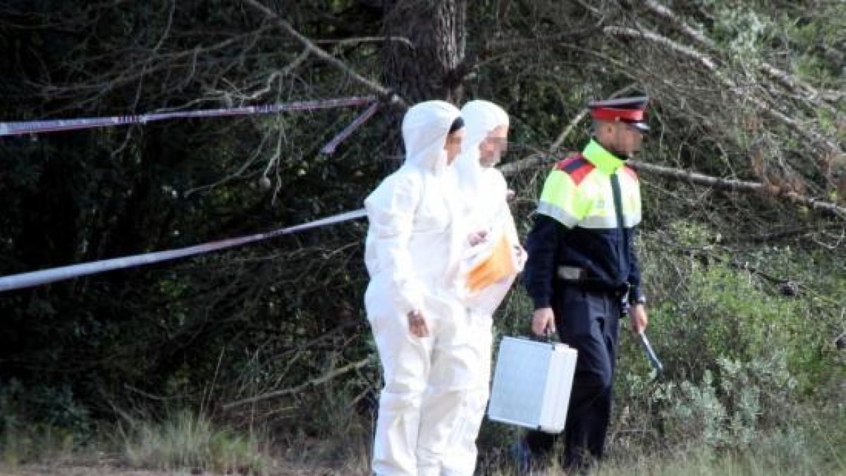 Imatgee d'arxiu de la policia científica buscant proves al lloc on es va trobar el cadaver.