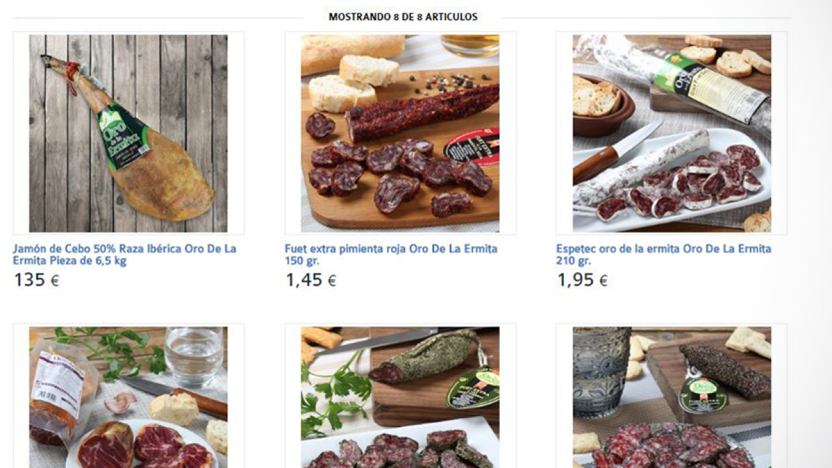 Imatge dels productes de la marca Oro de la Ermita a la pàgina web de Carrefour.