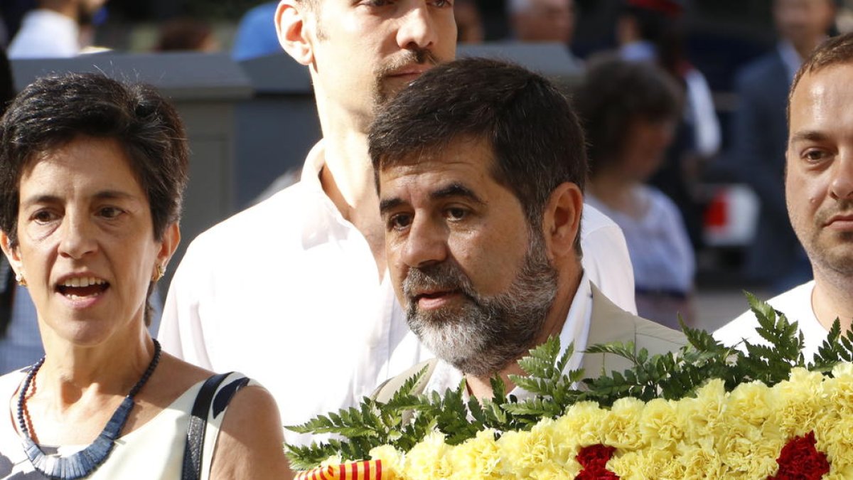 Jordi Sánchez en la ofrenda a Casanova este 11 de septiembre.