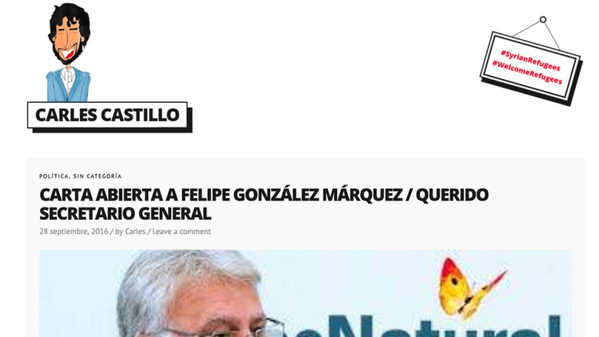 Captura de pantalla d ela web del diputat Carles Castillo