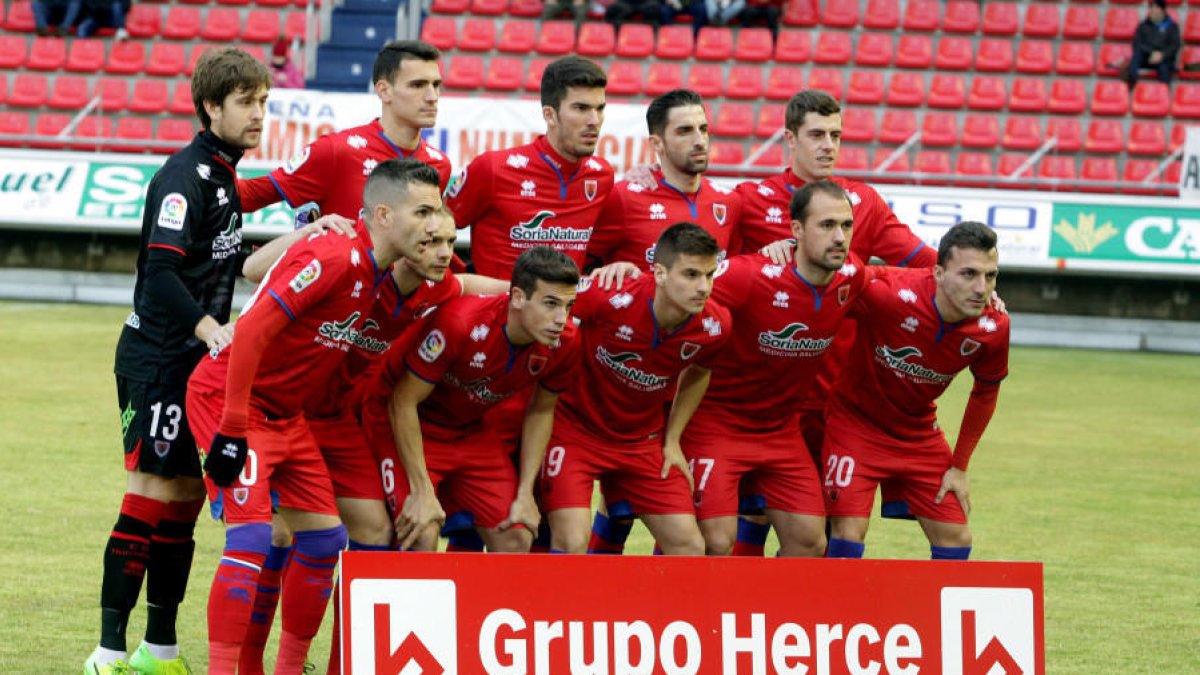 El equipo del Numancia en la pasada jornada de liga, cuando se enfrentó al CF Reus.