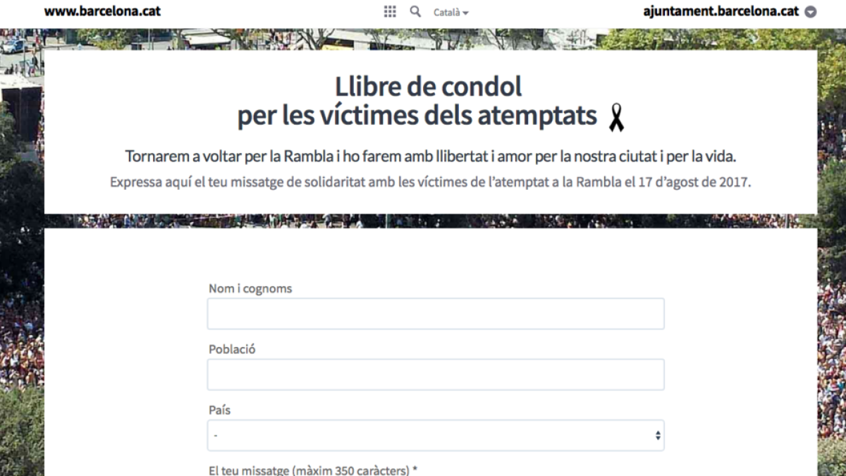 Al llibre digital de condolences s'hi pot accedir a través del web de l'Ajuntament de Barcelona.