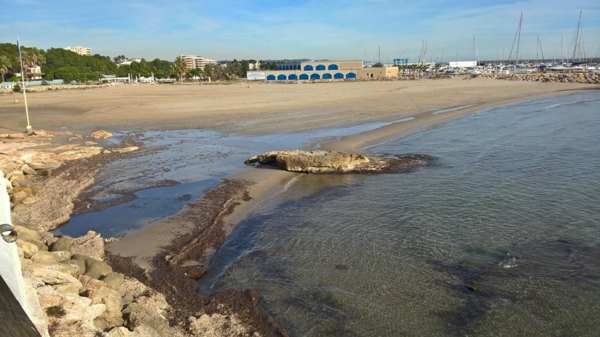 La playa de la Pelliseta sucia en uno de los últimos episodios, en diciembre, que se repitió hace unos días.