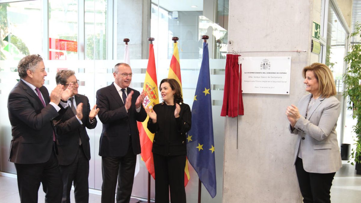 La vicepresidenta, durante la inauguración.