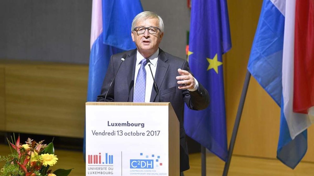 El president de la Comissió Europea, Jean-Claude Juncker, durant el discurs a Luxemburg aquest divendres.
