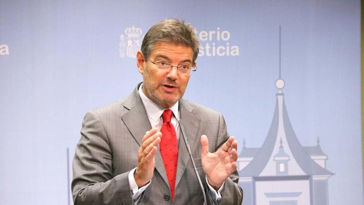 El ministre de Justícia, Rafael Catalá, durant la roda de premsa posterior a la sectorial de justícia.