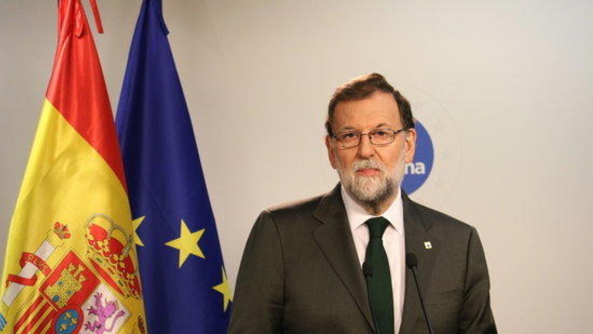El presidente del gobierno español, Mariano Rajoy, a la rueda de prensa posterior al Consejo Europeo.
