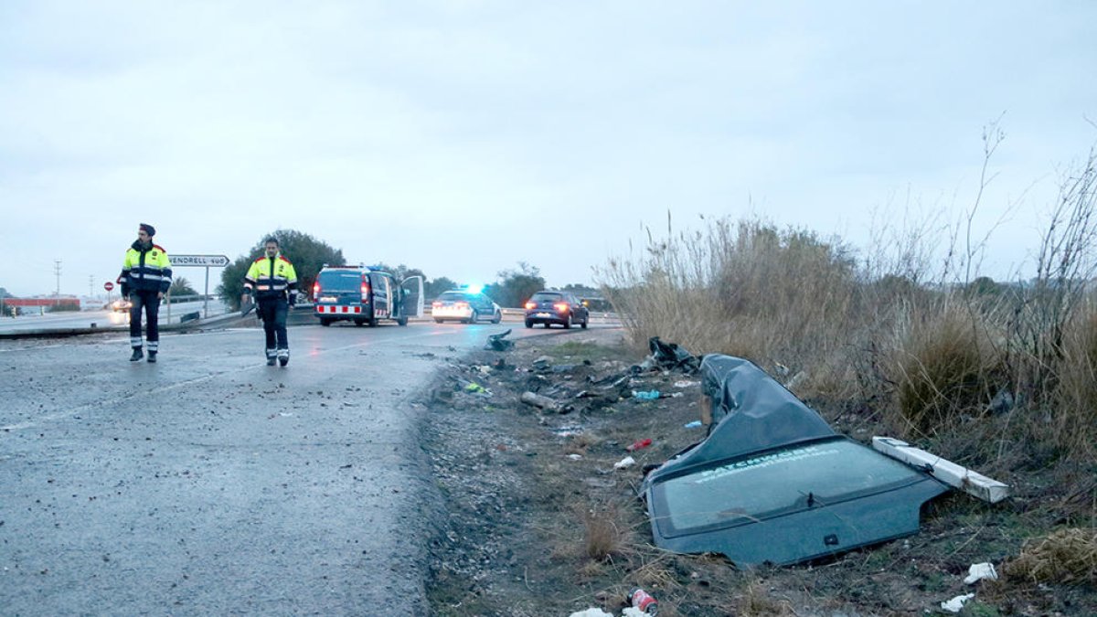 Imagen de la zona del accidente, donde murieron tres vecinos del Arboç.