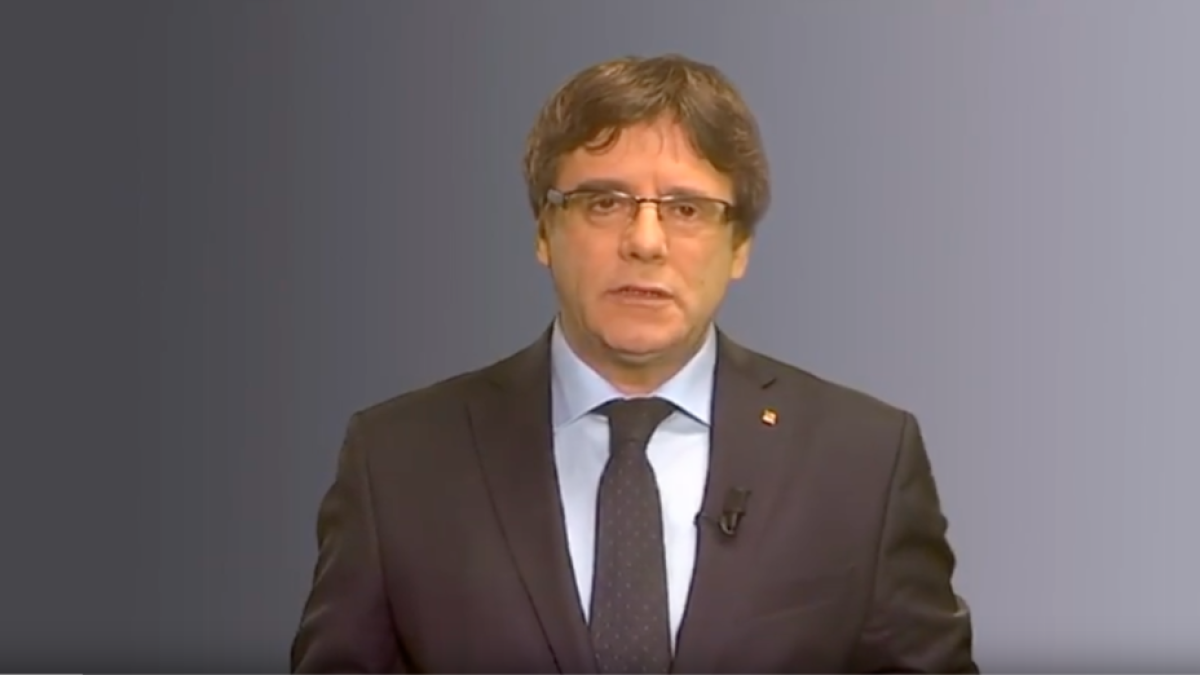 Imatge de la compareixença de Carles Puigdemont.