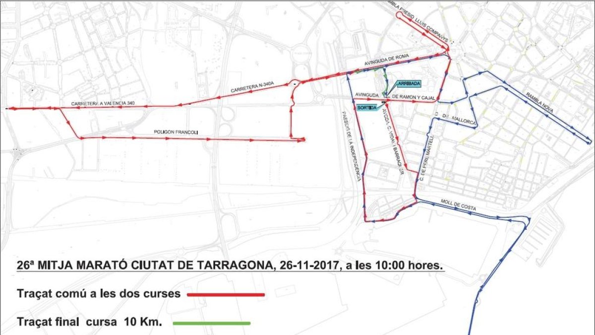 El mapa del recorregut de la Mitja Marató.