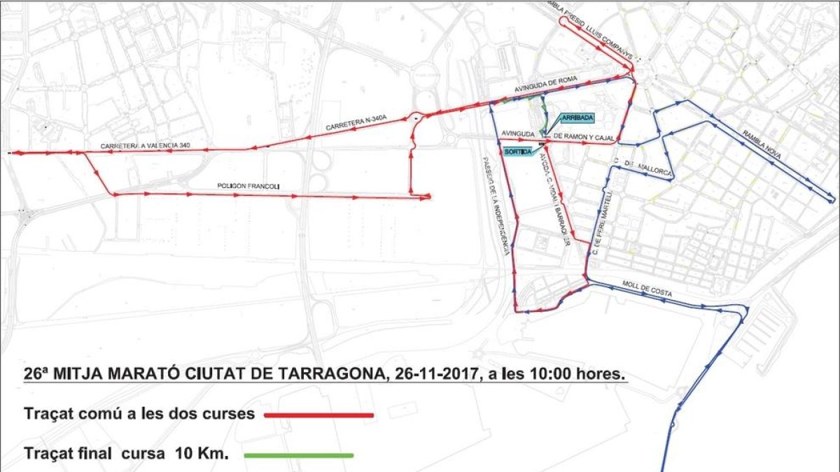 El mapa del recorrido de la Maratón.