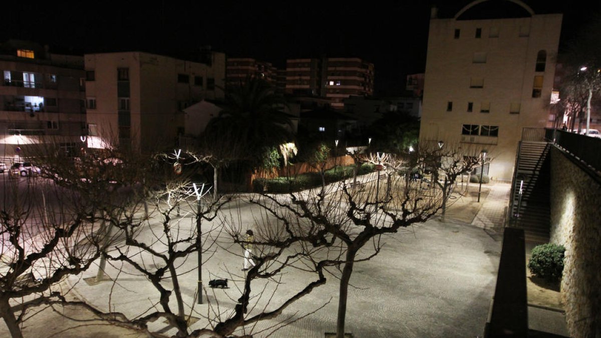 Imatge de la plaça Sant Fructuós, punt on s'acumulen desenes d'excrements de gos al costat d'un parc infantil.