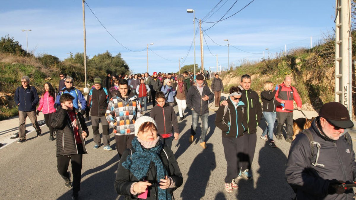 Algunos de los participantes en la cuarta Caminata de Llevant, celebrada el 15 de enero del 2017.