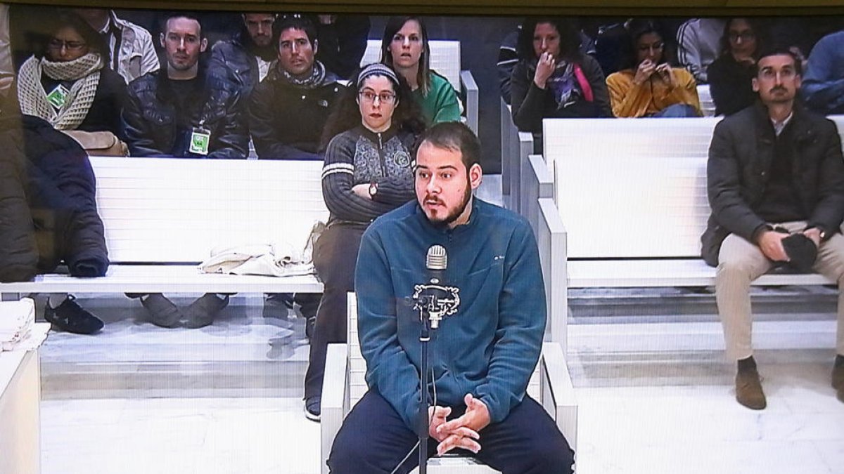 Pablo Hasel durant el judici a l'Audiència Nacional.