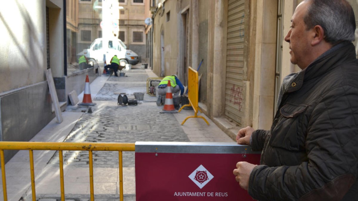 Imatge de les obres al carrer del Galió.