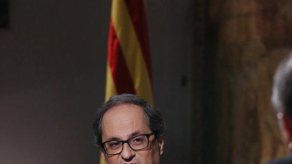 El presidente de la Generalitat, Quim Torra, durante una entrevista en TV3.