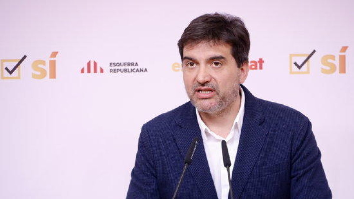 El portavoz de ERC, Sergi Sabrià, en rueda de prensa el 15 de enero de 2018.