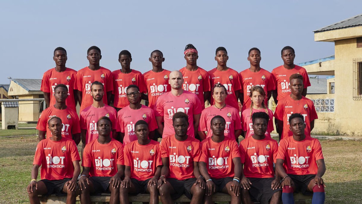 Los integrantes del equipo del CF Reus de Guinea Ecuatorial.