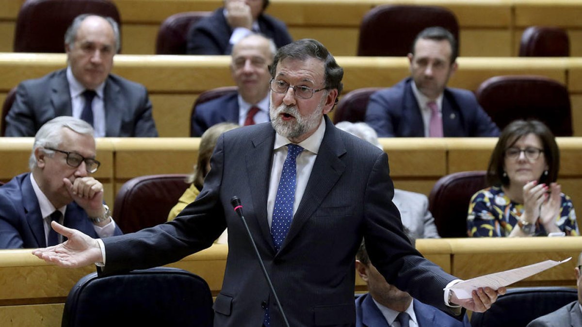 El president del Govern espanyol Mariano Rajoy durant la sessió de control al Senat.
