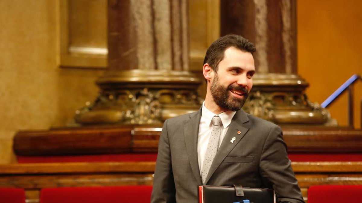 Roger Torrent, durante el pleno de investidura.