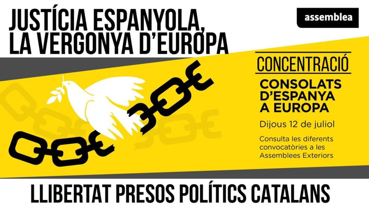 Imagen del cartel de las concentraciones que la ANC ha convocado en los consulats de España en la UE.