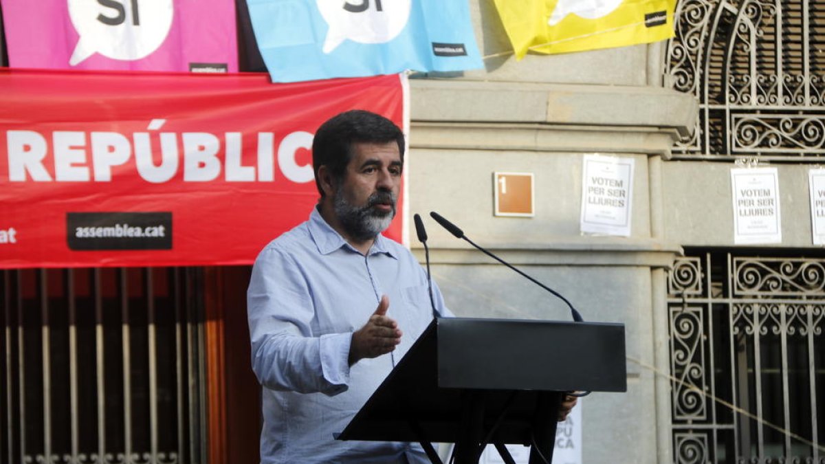 Imatgde del president de l'ANC, Jordi Sànchez, en un acte al setembre a Igualada.