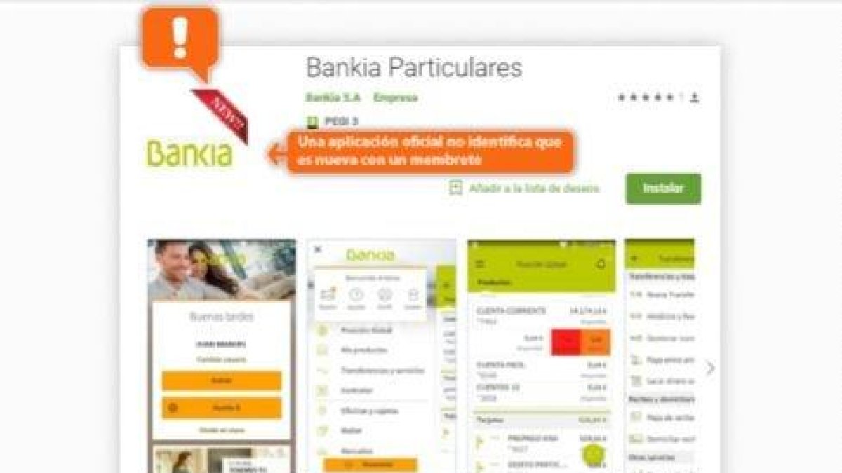 L'aplicació fraudulenta té el nom de 'Bankia Particulares'.