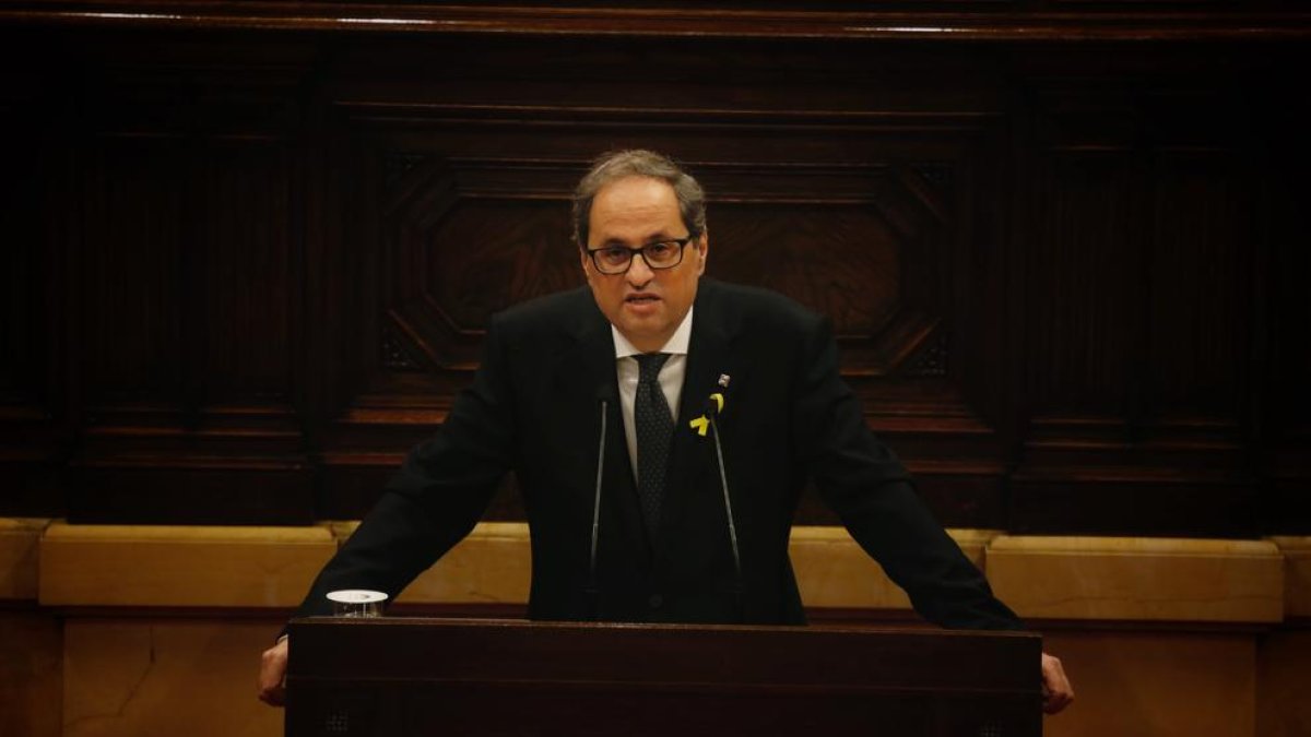 Quim Torra durant el seu discurs en el debat d'investidura