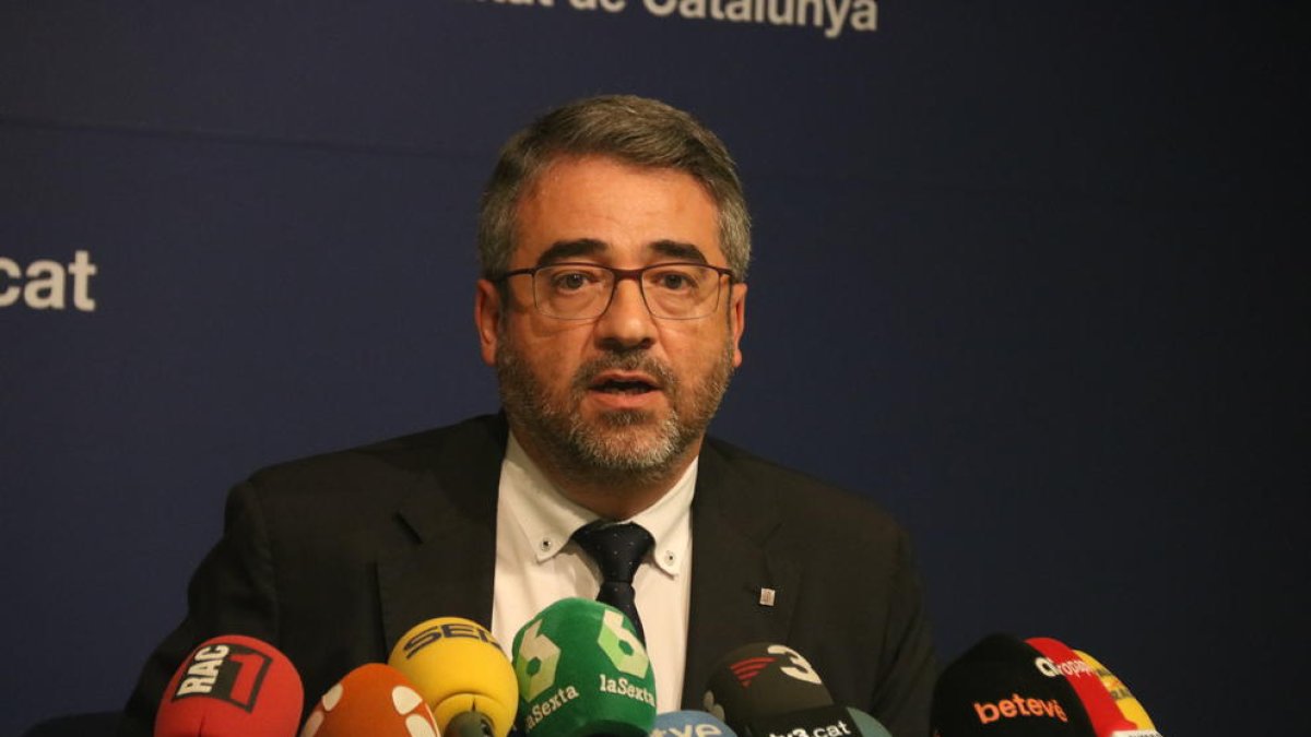 El director general de los Mossos d'Esquadra, Andreu Joan Martínez, en rueda de prensa.
