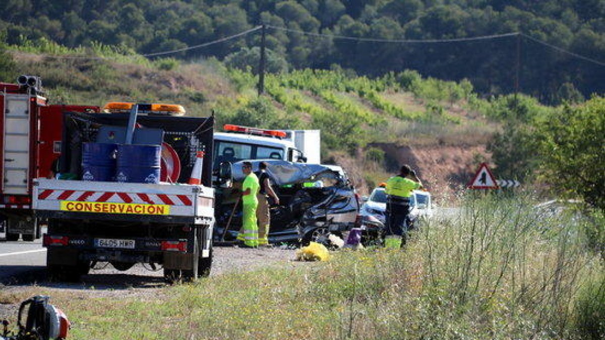 Imagen de un accidente mortal en la N-240 en la Fatarella.