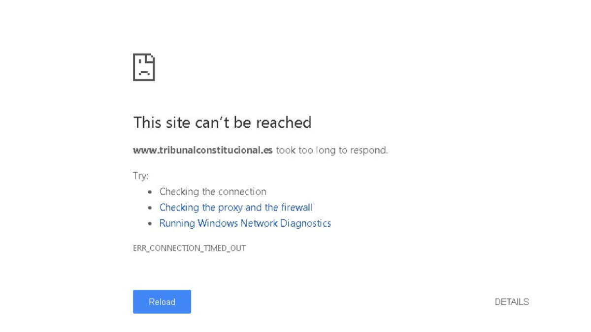 Imagen que presentaba la web del Tribunal Constitucional durante el ciberataque.