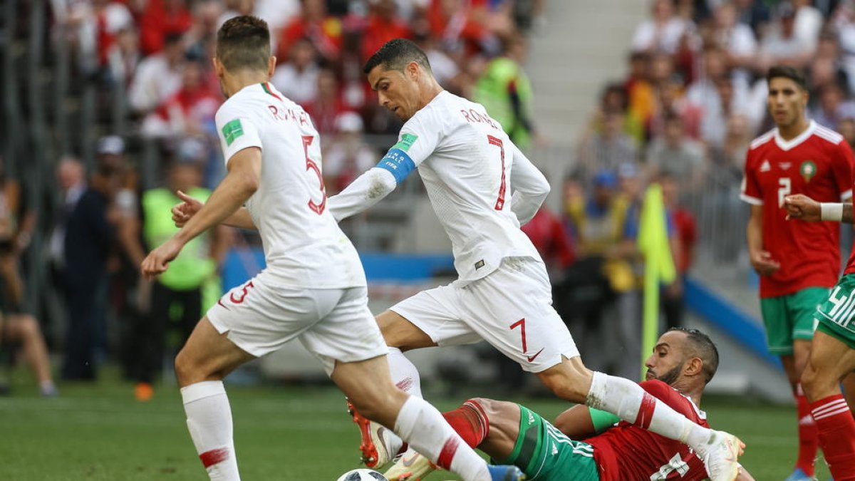 Cristiano Ronaldo durante el partido contra Marruecos.