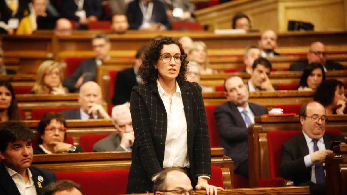 Imatge de Marta Rovira al debta d'investidura d'ahir.