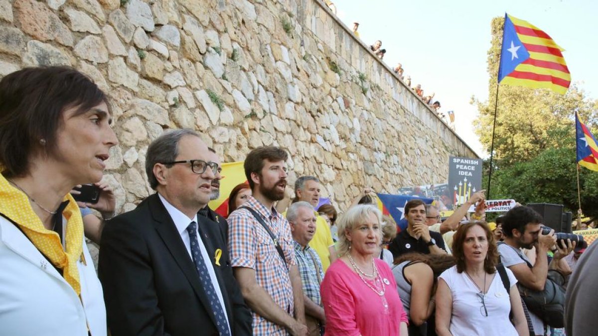 El presidente de la Generalitat, Quim Torra, en la manifestación de la Vía Augusta.