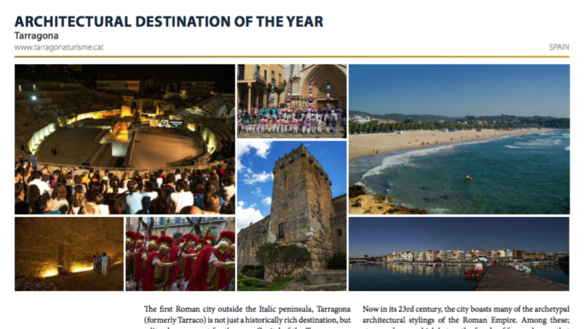 Imagen de la página de la publicación de los European Awards 2018 dedicada a Tarragona.