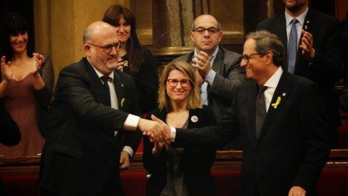 Eduard Pujol felicita a Quim Torra por su discurso en el debate de investidura.