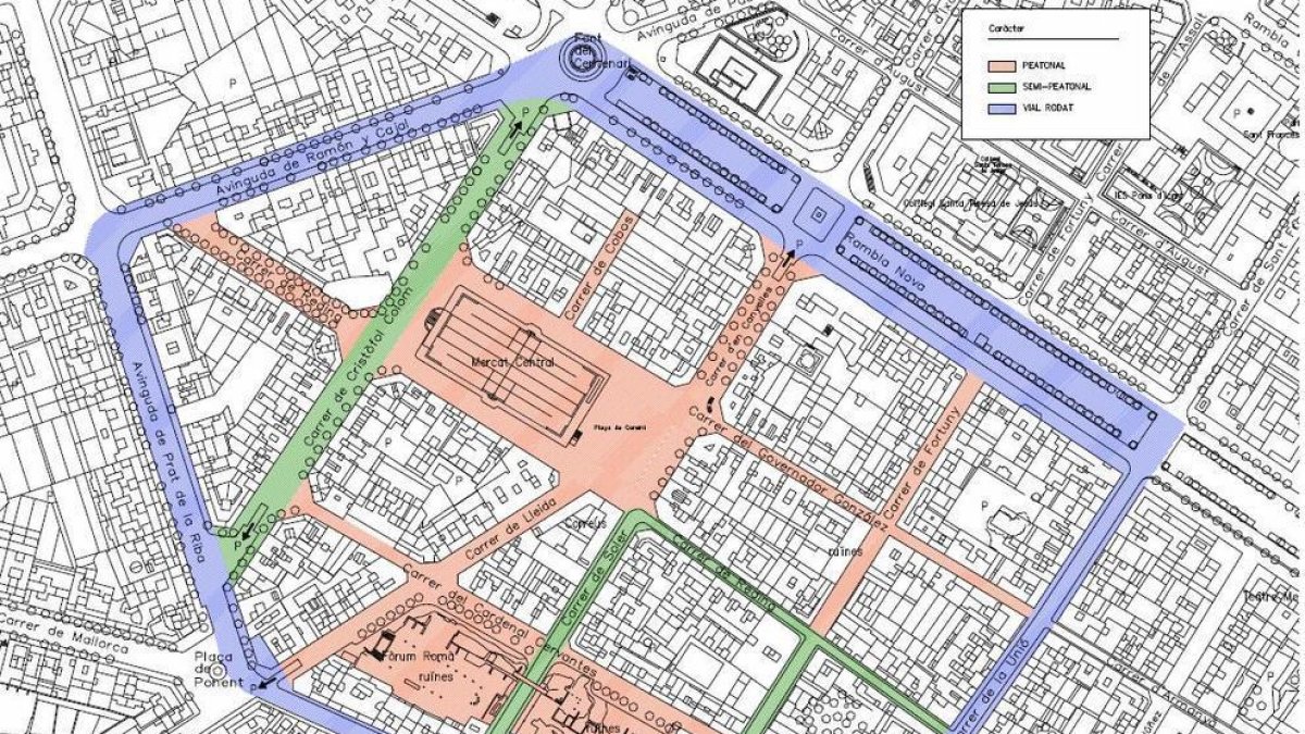 Aquest és el primer mapa presentat per Albert Abelló amb les zones que seran per vianants.