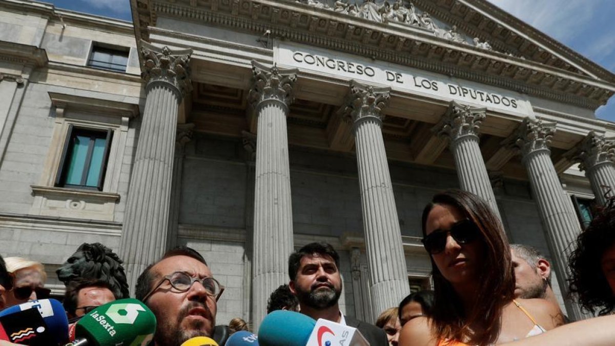 El secretario de Organización de Podemos, Pablo Echenique, en el Congreso.